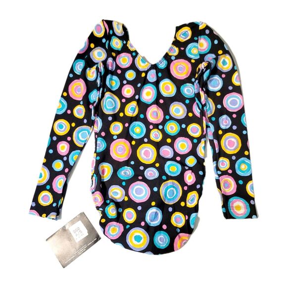 GK Elite VTG Retro 60s Concentric Circles LS Cotton Leotard Bodysuit AS Adult S - Picture 7 of 15